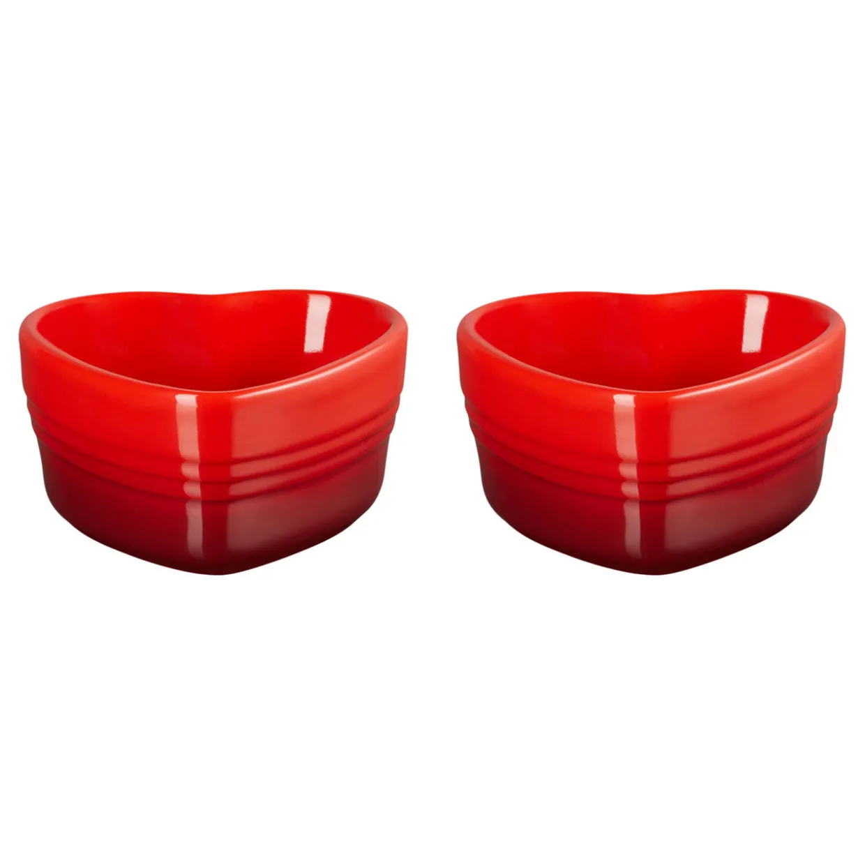Stoneware Set of Two Heart Ramekins