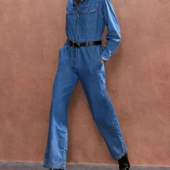Straight Leg Denim Jumpsuit