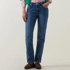 Stretch Mid-Rise Straight Leg Jeans