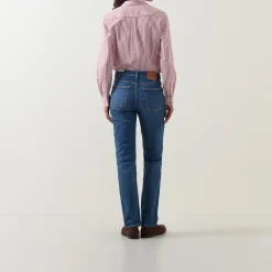 Stretch Mid-Rise Straight Leg Jeans