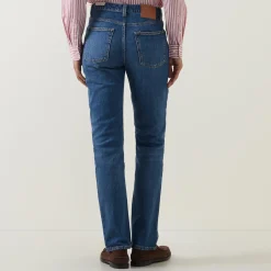 Stretch Mid-Rise Straight Leg Jeans
