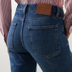 Stretch Mid-Rise Straight Leg Jeans