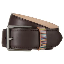 Outlet PAUL SMITH Stripe Print Leather Belt