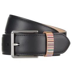 Stripe Print Leather Belt