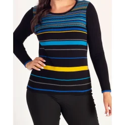 Stripe Sweater and Scarf Two-Piece Set