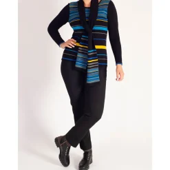 Stripe Sweater and Scarf Two-Piece Set