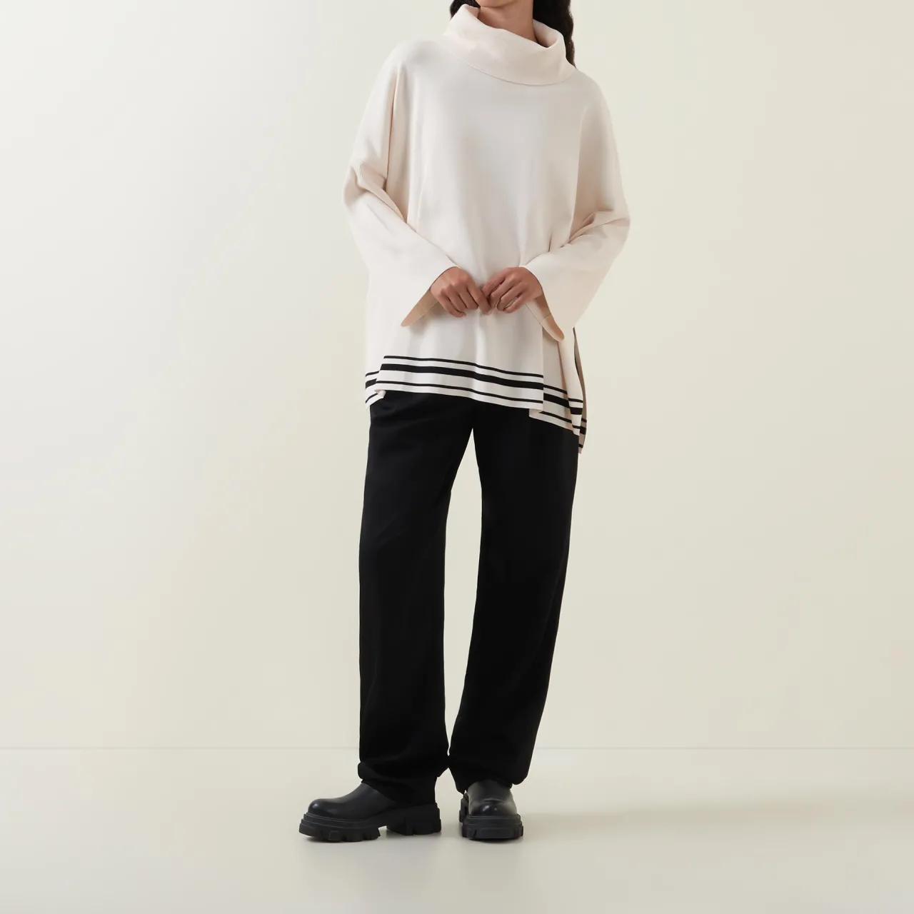 Sale ELENA MIRÒ Striped Hem Turtleneck Sweater