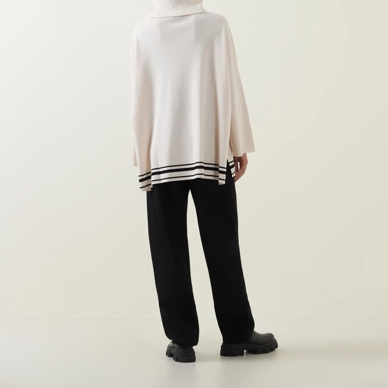 Sale ELENA MIRÒ Striped Hem Turtleneck Sweater
