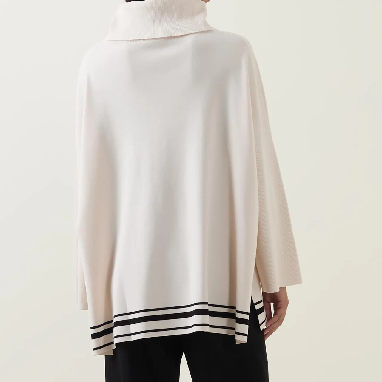 Sale ELENA MIRÒ Striped Hem Turtleneck Sweater