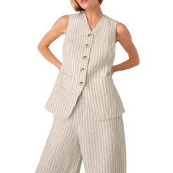 Online WHISTLES Striped Linen Waistcoat Top