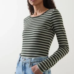 Hot GANT Striped Rib Long-Sleeved T-Shirt