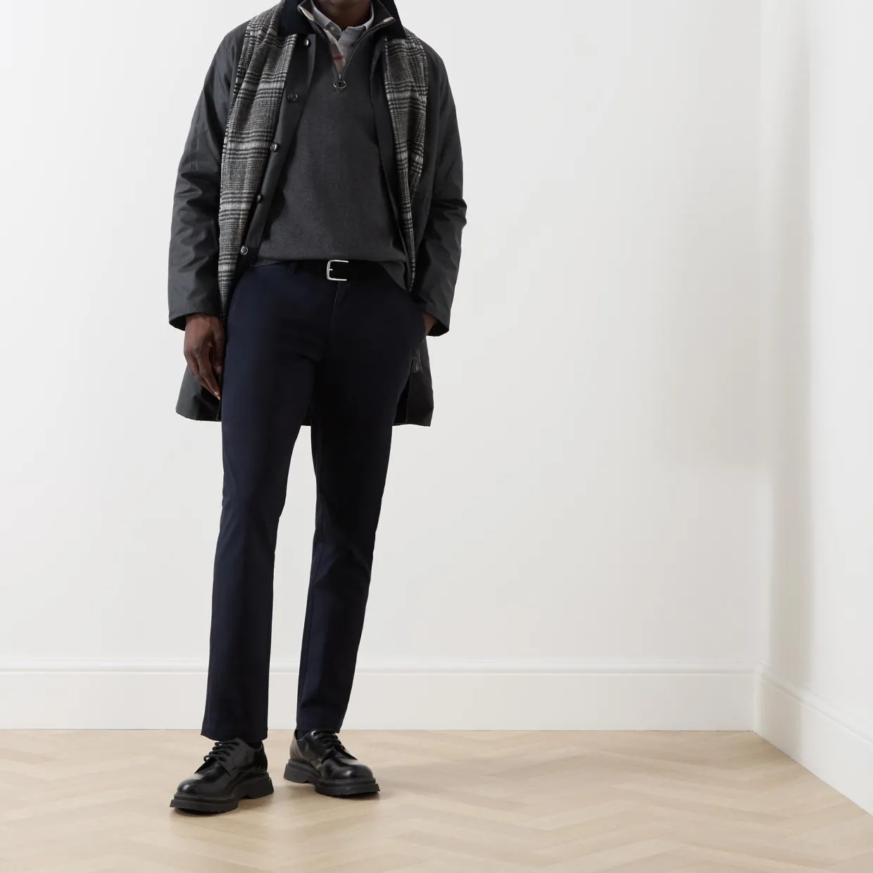 Suede Sateen Tailored Trousers