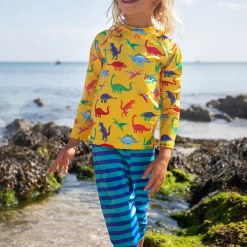 Sun Safe Striped Dinosaur Two-Piece Swim Set