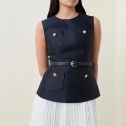 Taffeta Pleated Flared Dress