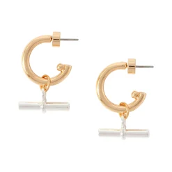T-Bar Charm Hoop Earrings