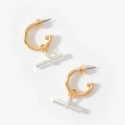 T-Bar Charm Hoop Earrings