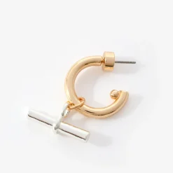 T-Bar Charm Hoop Earrings
