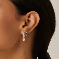 Tennis Medium Hoop Earrings