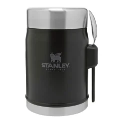 The Matte Black Pebble Classic Legendary Food Jar and Spork 0.4L