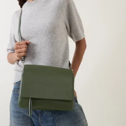 Three Flap Leather Crossbody Bag