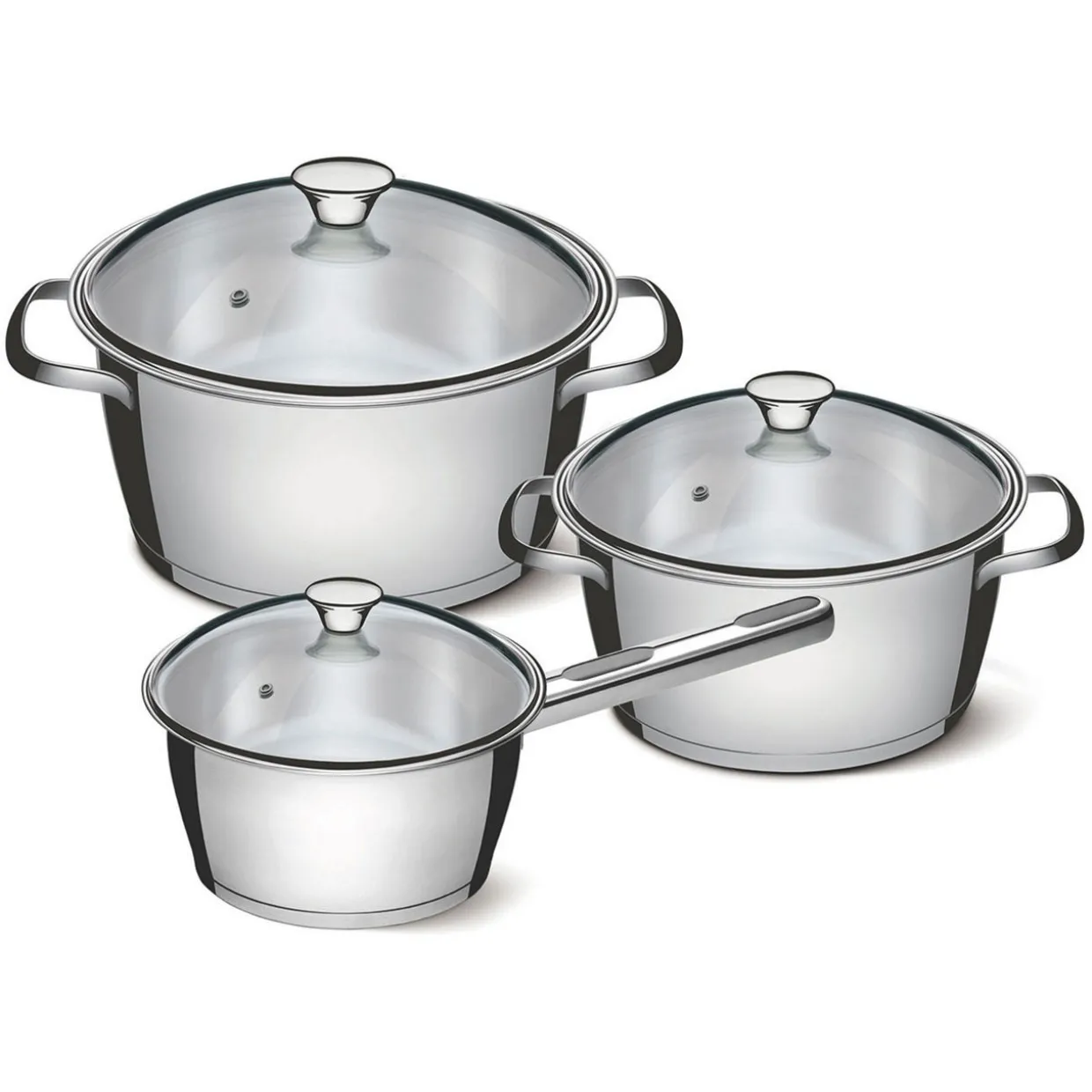 Three-Piece Stainless Steel Cookware Set