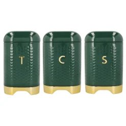 Three-Piece Textured Geometric Tea, Coffee & Sugar Canister Set