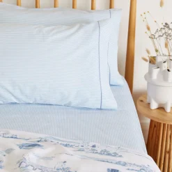 Ticking Striped Pillowcase Pair Blue