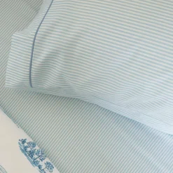 Ticking Striped Pillowcase Pair Blue