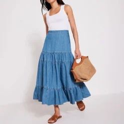 Outlet MINT VELVET Tiered Denim Skirt