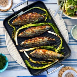 Toughened Non-Stick Ribbed Rectangular Grill 35cm