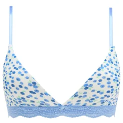 Discount STRIPE & STARE Triangle Lace Blueberry Print Bralette