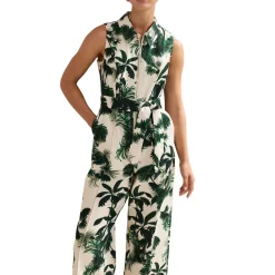 Tullisa Palm Zip Front Jumpsuit