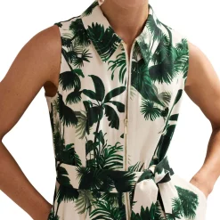 Tullisa Palm Zip Front Jumpsuit