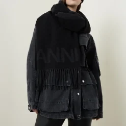 New GANNI Two-Tone Logo Scarf