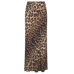 Tyne Leopard Print Satin Skirt