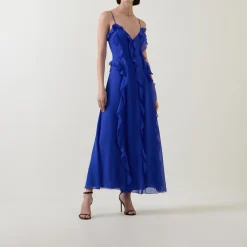 Veris Ruffle Trim Flared Dress