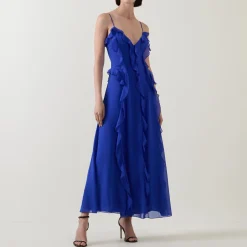 Veris Ruffle Trim Flared Dress