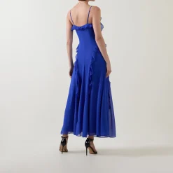 Veris Ruffle Trim Flared Dress