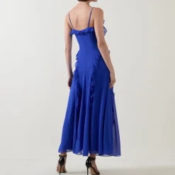 Veris Ruffle Trim Flared Dress