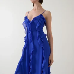 Veris Ruffle Trim Flared Dress