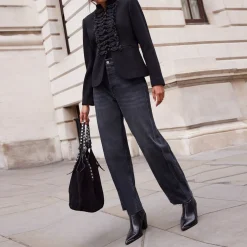 Washed Tapered Barrel Jeans