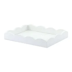White Small Lacquered Scalloped Tray