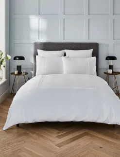 Wide Narrow Stripe 400 Thread Count Duvet Set White on White