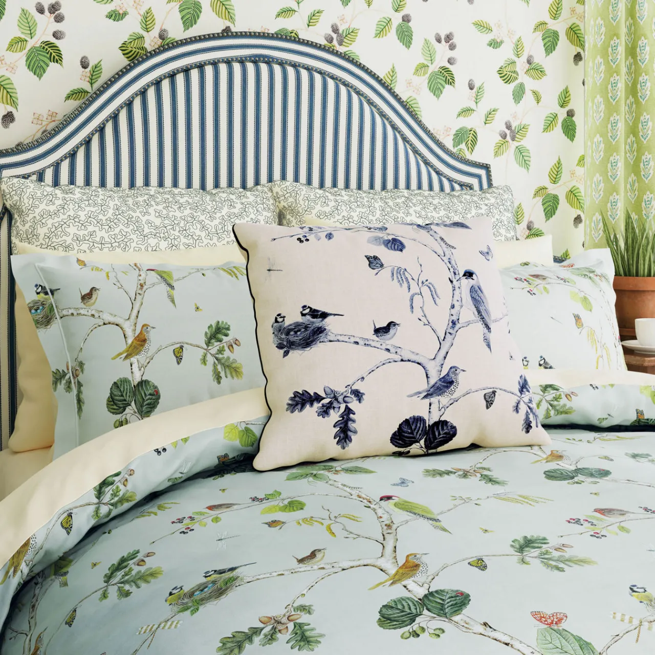 Online SANDERSON Woodland Chorus Duvet Set Blue Grey