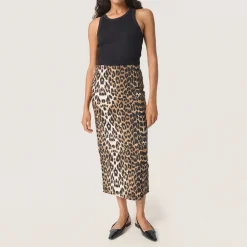 Clearance SOAKED IN LUXURY Xala Leopard Pencil Skirt