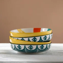Yellow Abstract Stoneware Bowl 900ml