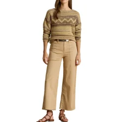 Clearance LAUREN Yurshane Stretch Cropped Wide Leg Chinos