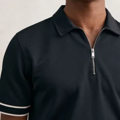 Hot REISS Zain Textured Half-Zip Tipped Polo Shirt