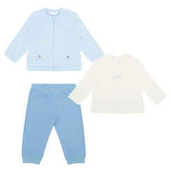 Zip Sweatshirt, Sweatpants & Cat Top Three-Piece Set